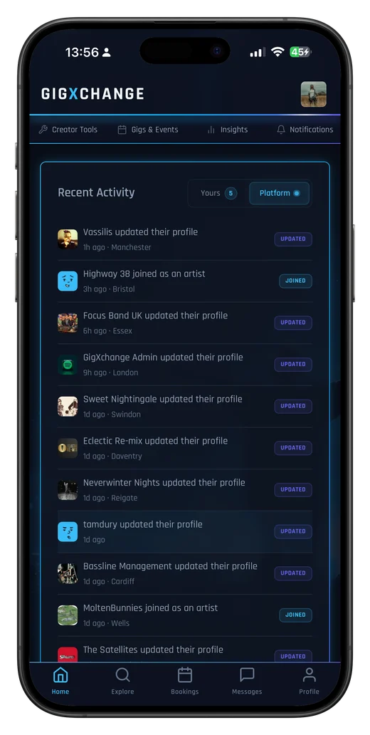 Your dashboard — bookings, earnings & activity at a glance
