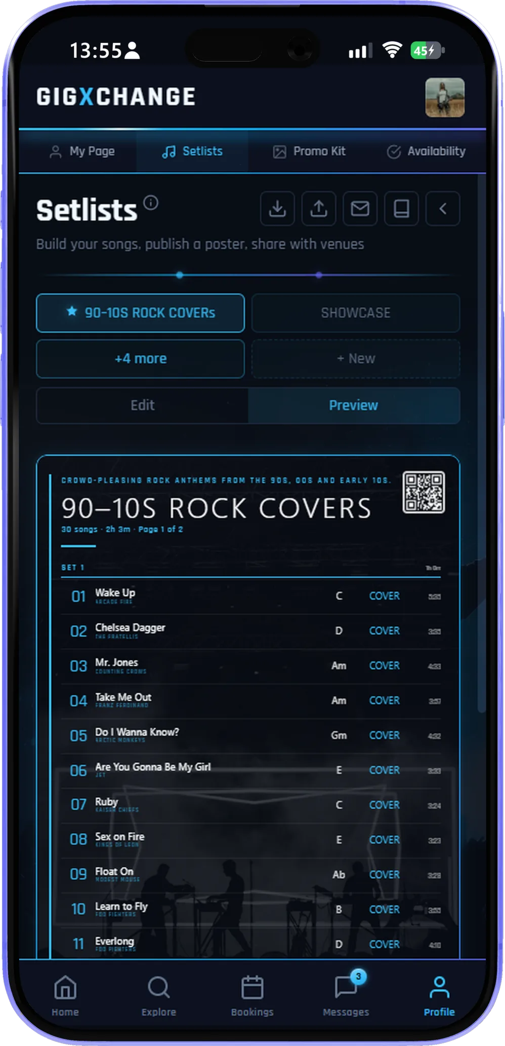 Setlists — build and share your set in seconds