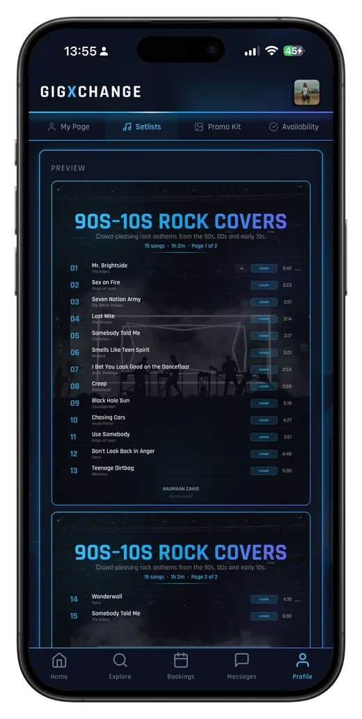 Setlists — build and share your set in seconds