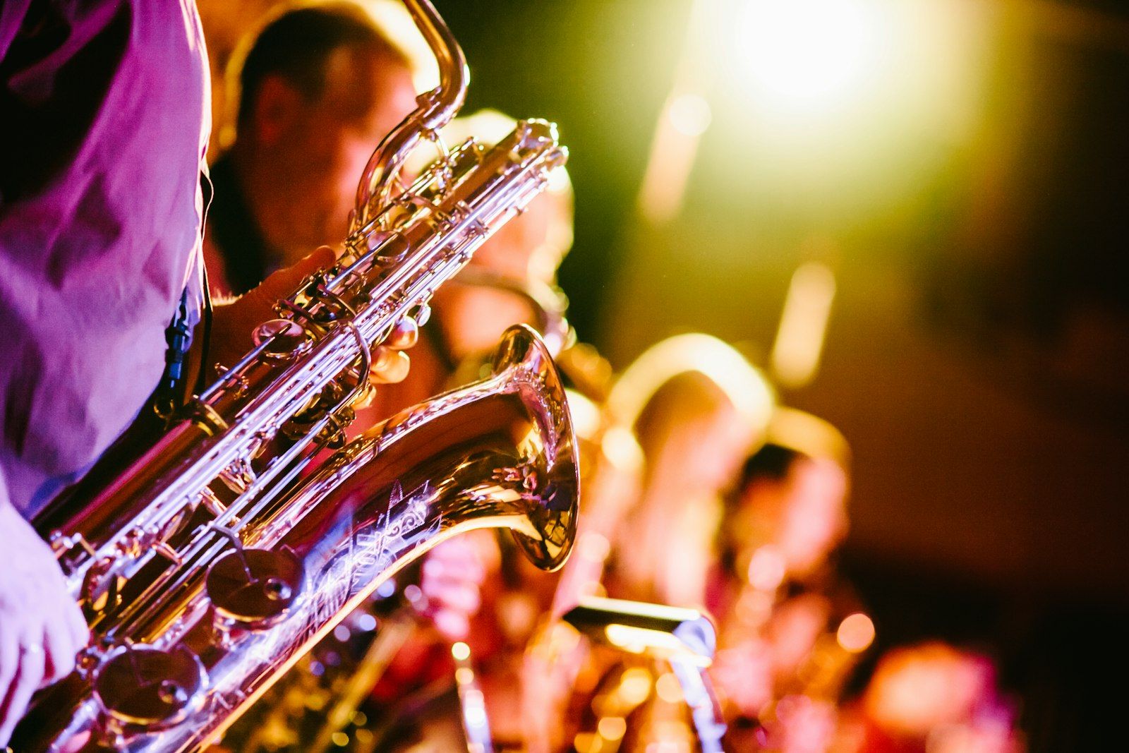 The horn section warming up