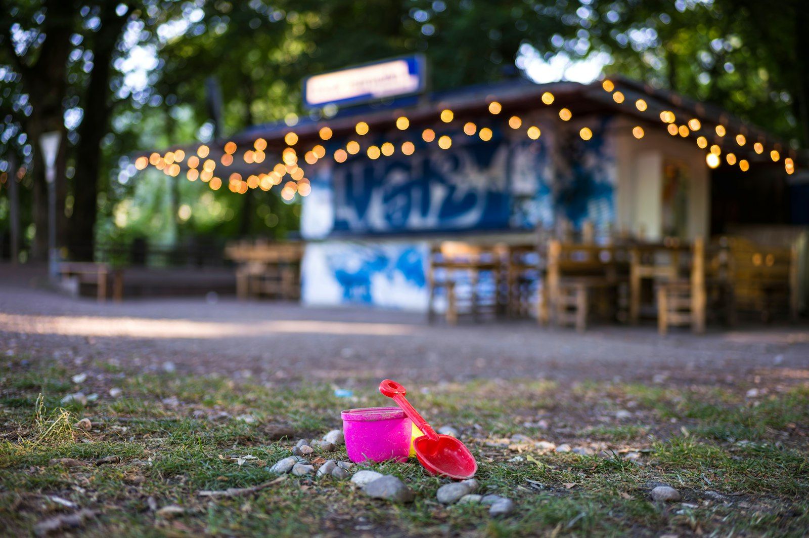 The bar — fairy lights and fish tacos